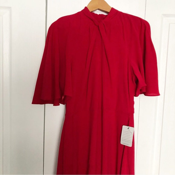 🆕 Elegant Maggy London Cranberry Midi Dress Twist Neckline size 12 - Picture 4 of 10